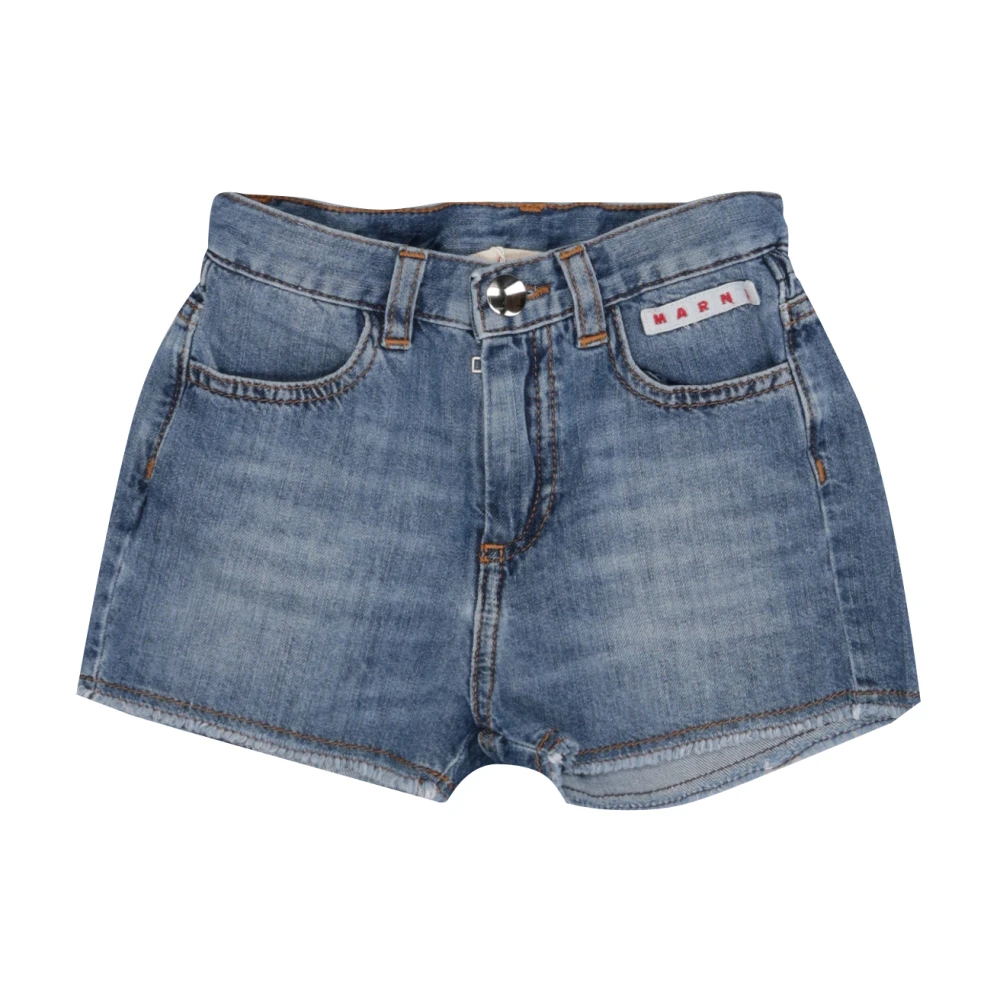 Marni Barn Denim Shorts med knapp och dragkedja Blue, Flicka