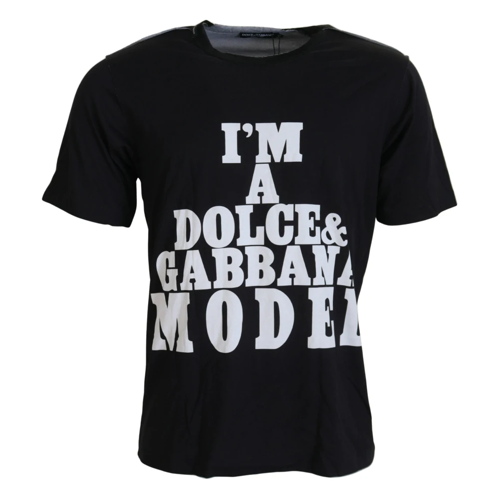 Dolce & Gabbana Zwart Bedrukt Crew Neck Heren T-shirt Black Heren