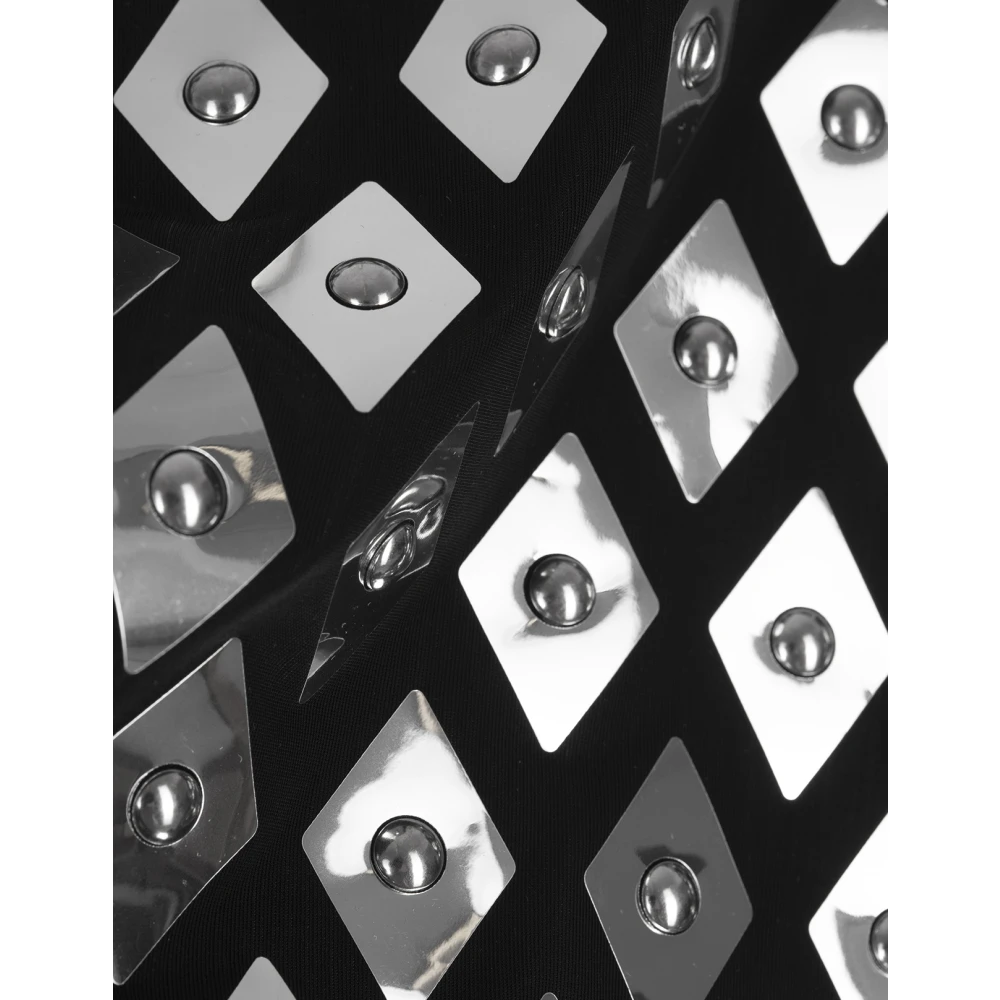 Paco Rabanne Zwarte Mini Jurk met Zilveren Rhombus Black Dames