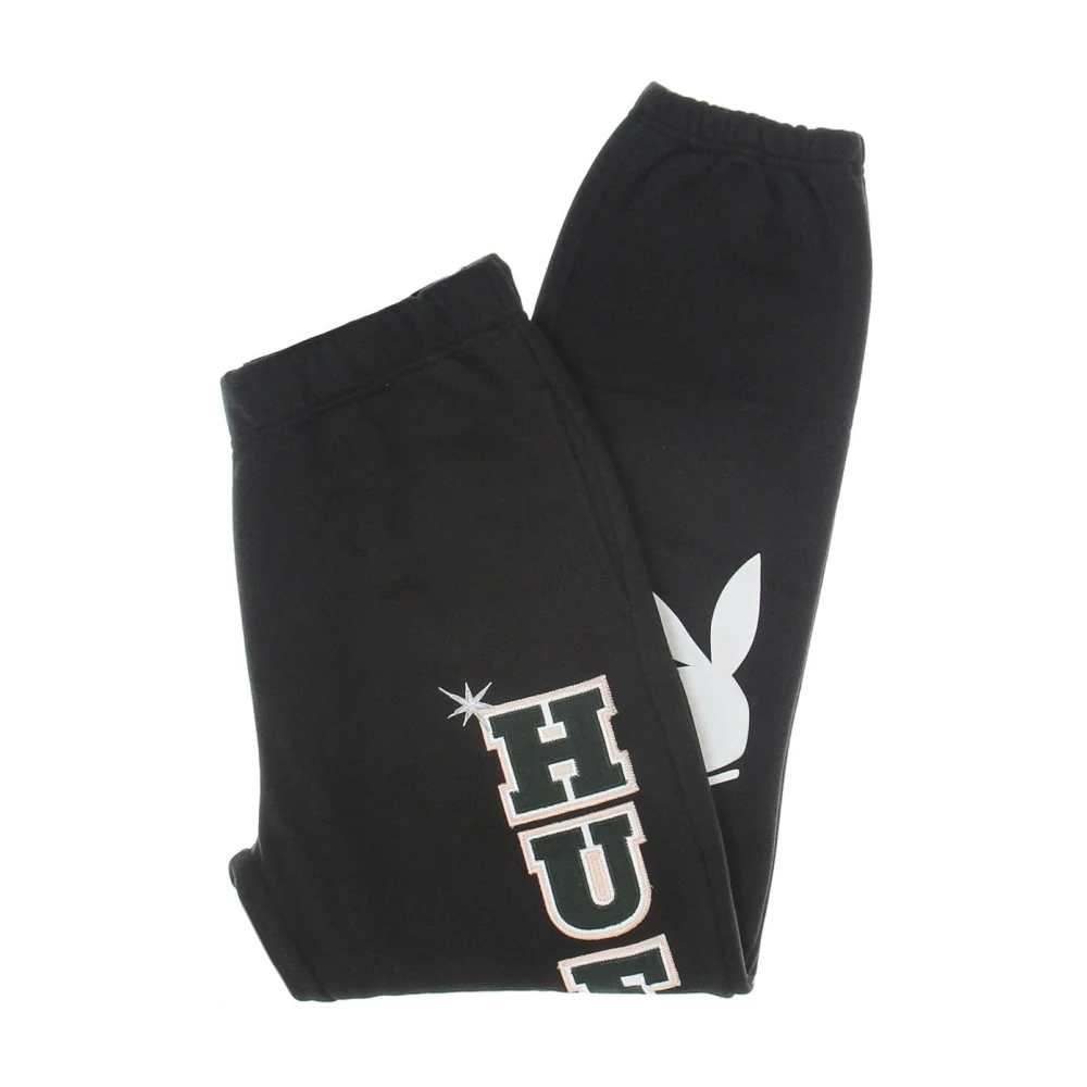 HUF Zwarte Playboy Konijn Hoofd Fleece Broek Black Heren
