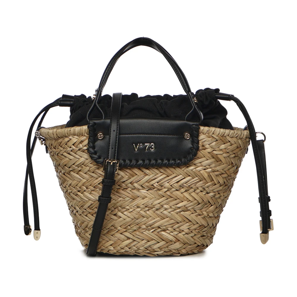 V73 Multicolor Bucket Bags, Female, One Size, Straw Top Handle Shoulder Bag