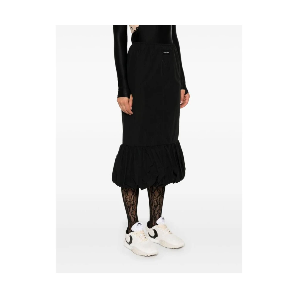 Marine Serre Zwarte Midi Jersey Rok met Elastische Taille Black Dames