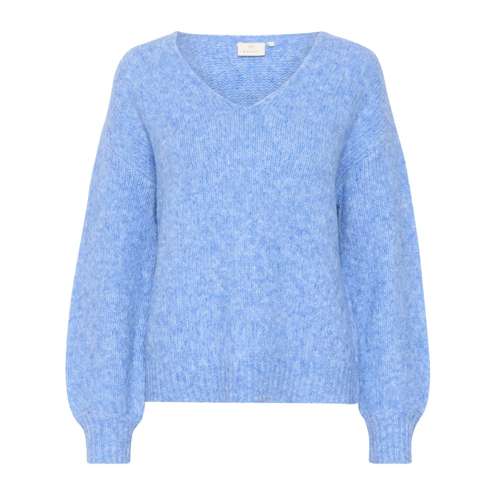 Kaffe Women's Blue V-Neck Knitwear, 2XL, V-Neck Pullover Jumper