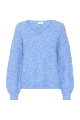 Blå V-ringad Pullover Tröja