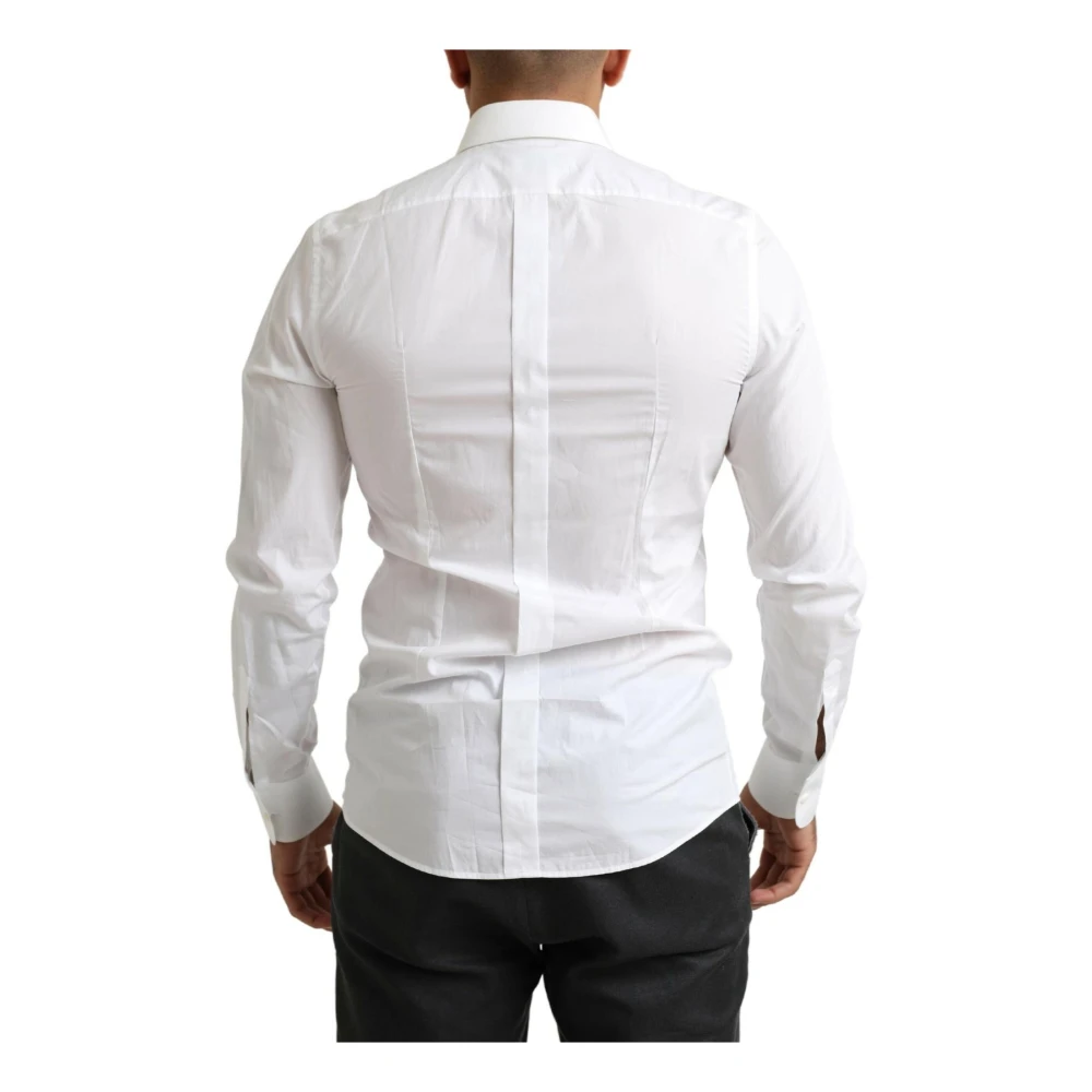 Dolce & Gabbana Witte Barok Detail Slim Fit Overhemd White Heren