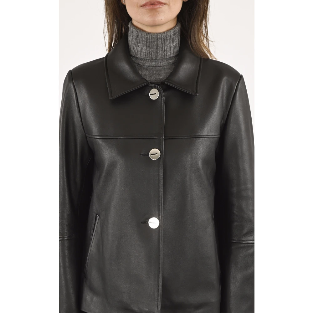 La Canadienne Zwarte leren comfortvest Black Dames