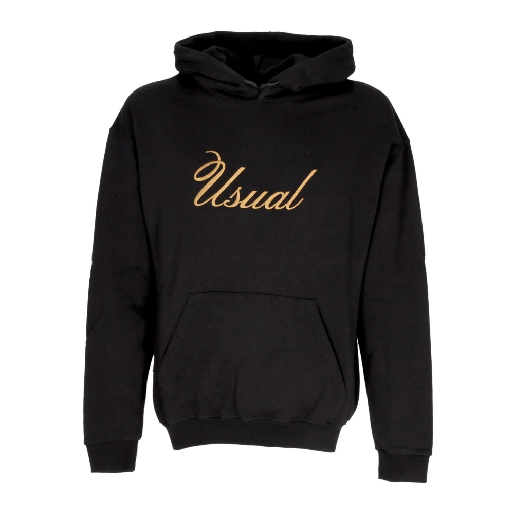 Usual Zwarte Signature Hoodie met Kangaroezak Black Heren
