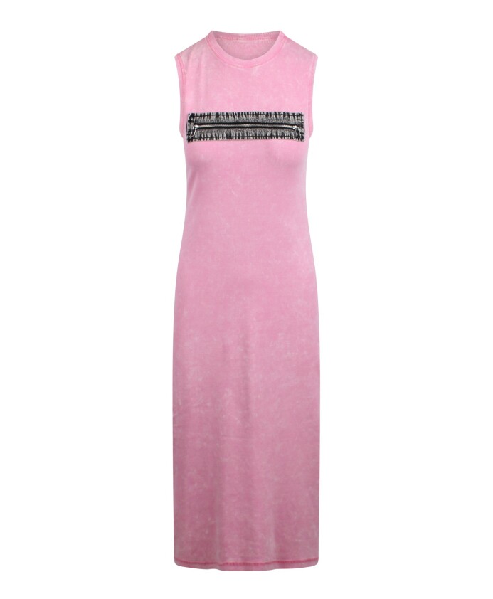 zipper-detail-sleeveless-denim-dress