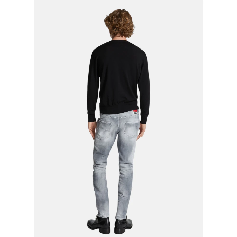 Dsquared2 Geborsteld Grijs Skater Jeans Gray Heren