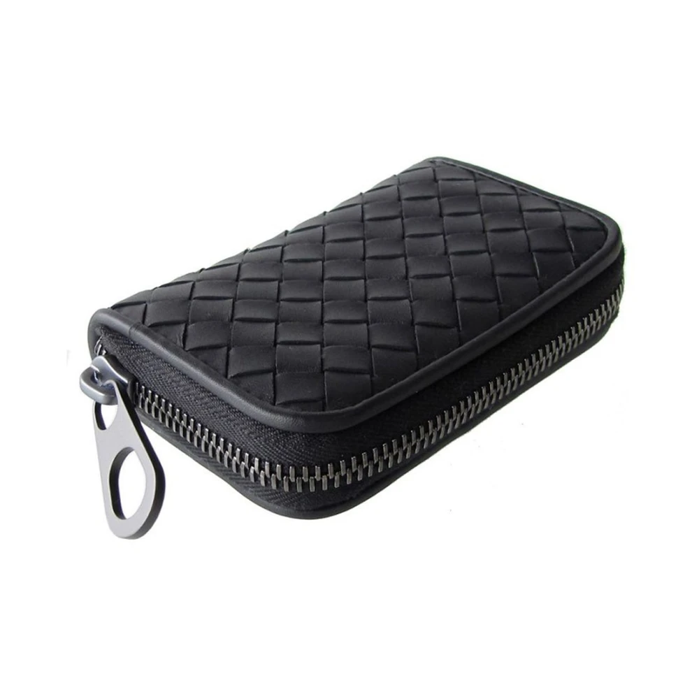 Bottega Veneta Zwarte leren portemonnee met ritssluiting Black Heren