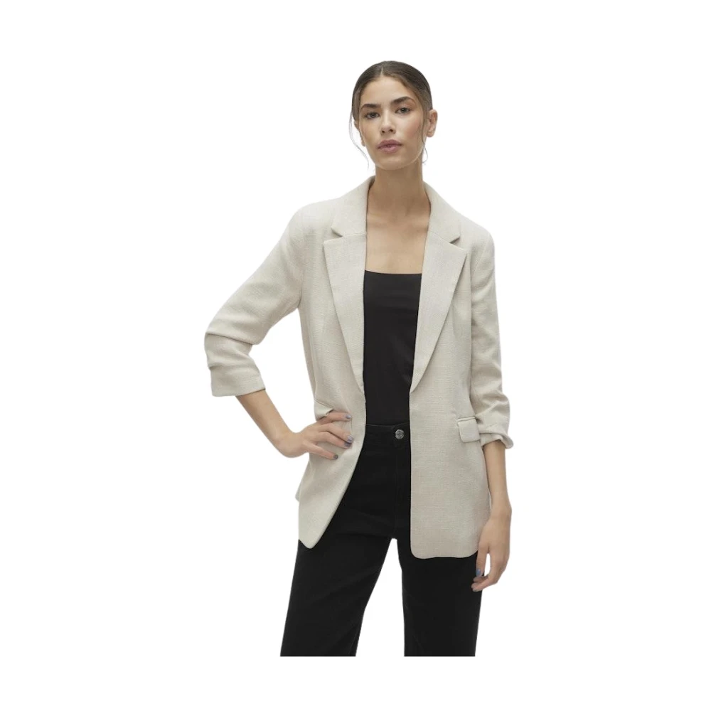 Vero Moda Reguliere blazer in havermeel melange Beige Dames