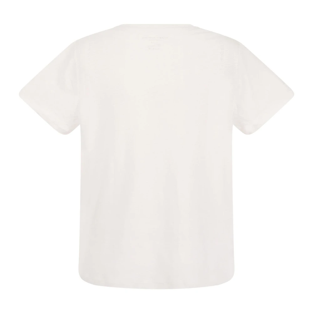majestic filatures Linnen Crew Neck T-Shirt Korte Mouw Slim Fit White Dames