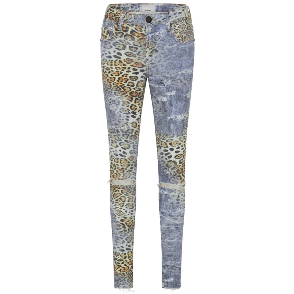 One Teaspoon Leopard Print Skinny Jeans Kollektion Multicolor, Dam
