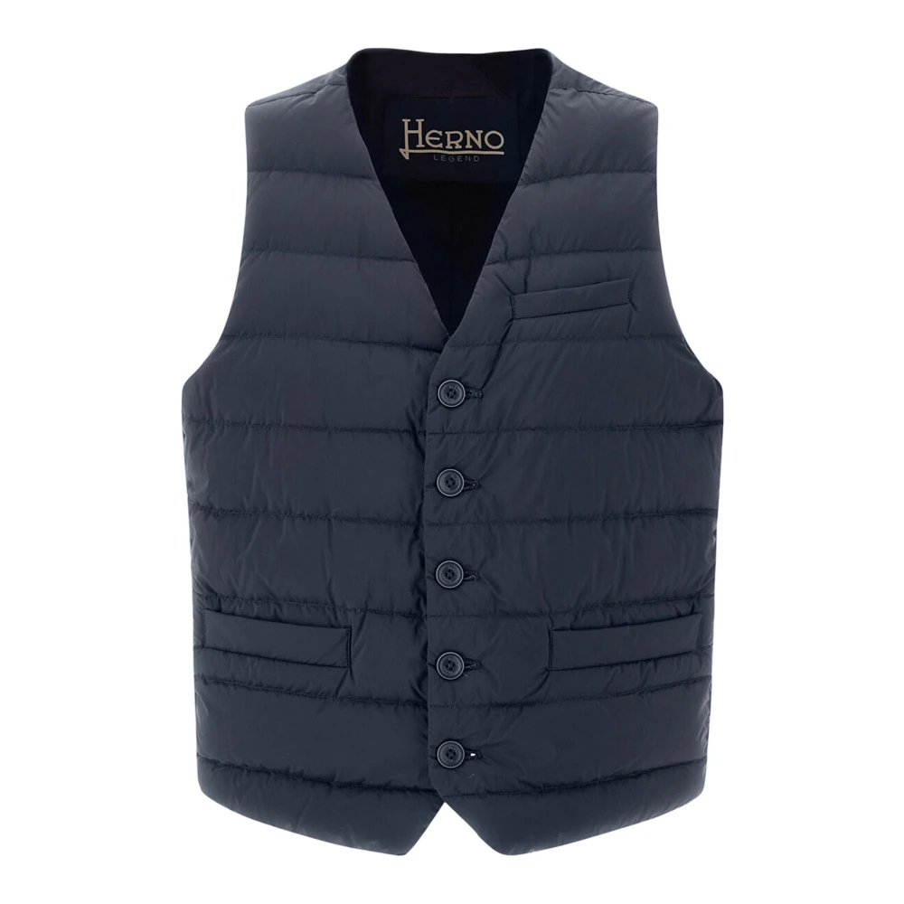 Herno Lichtgewicht mouwloos gewatteerd vest met knopen Blue Heren