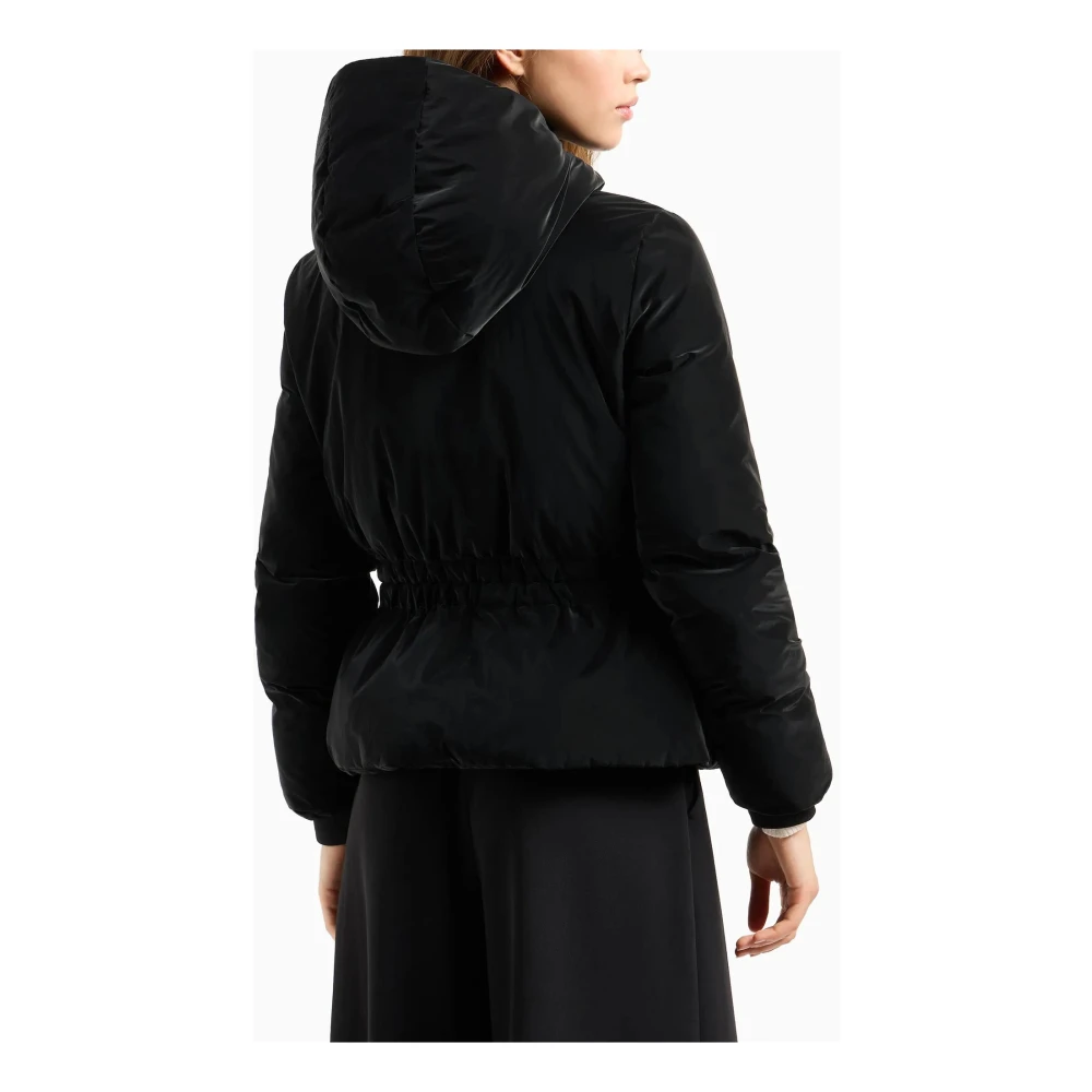 Armani Exchange Zwarte gewatteerde jas met capuchon Black Dames