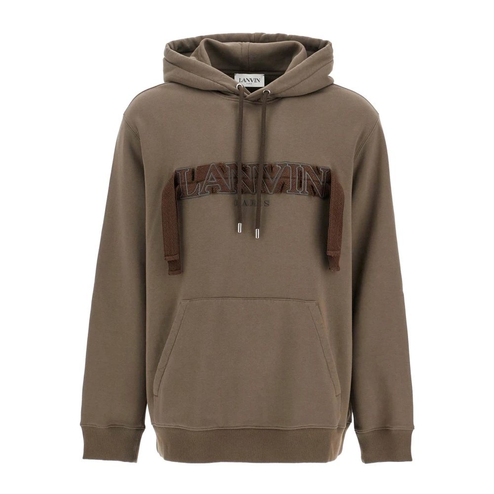 Lanvin Hoodie met Kantapplicaties Brown Heren