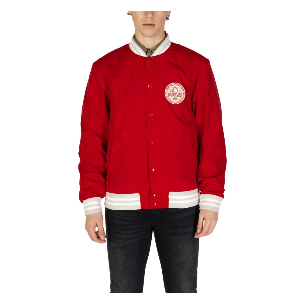 Replay Men's Red Bomber Jackets, S, Plain Blazer With Zip