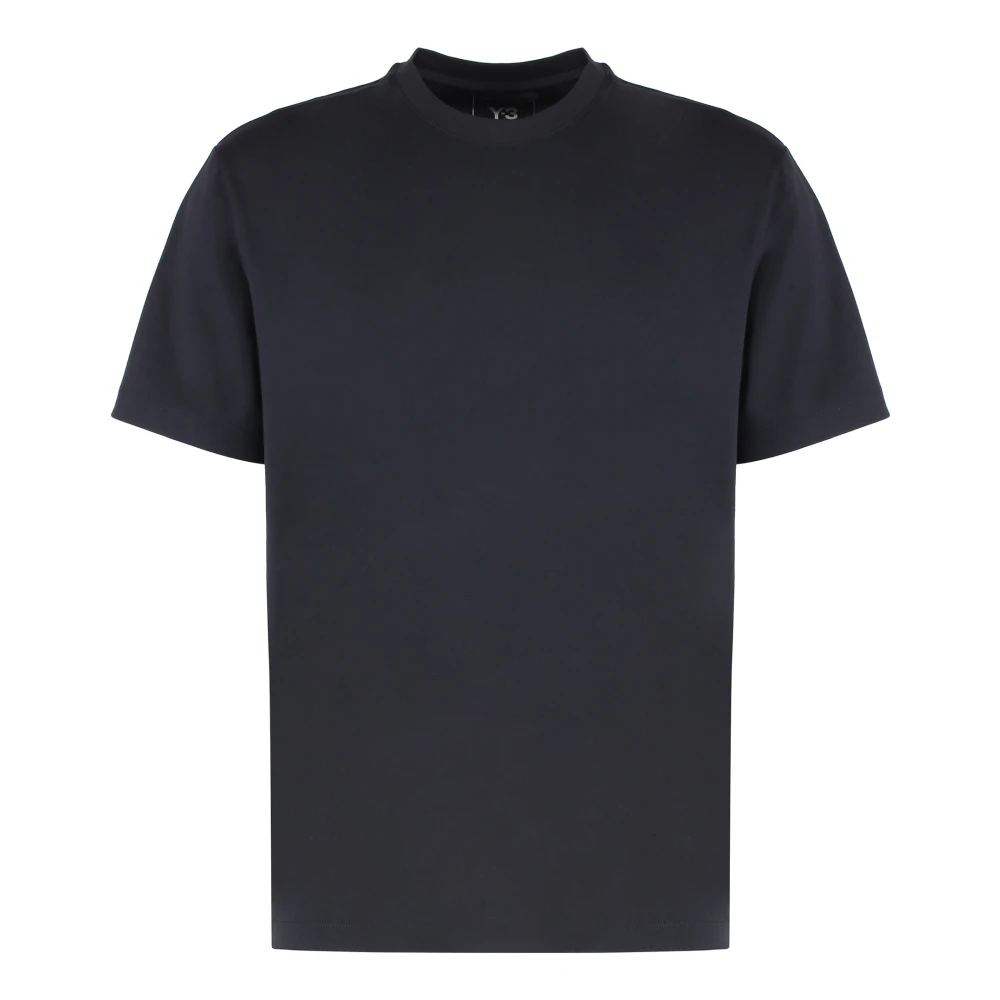 Y-3 Geribbelde ronde hals katoenen T-shirt Black Heren