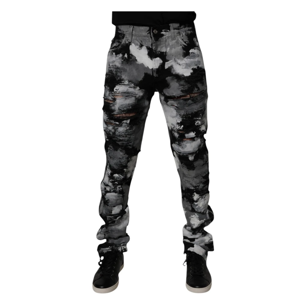 Dolce & Gabbana Men's Multicolor Camouflage Skinny Denim Jeans - Slim Fit Jeans - M - Jeans