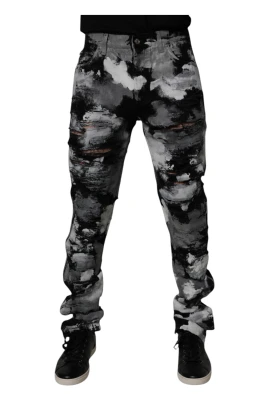 Multifärgade Slim-fit Jeans med Camouflagemönster