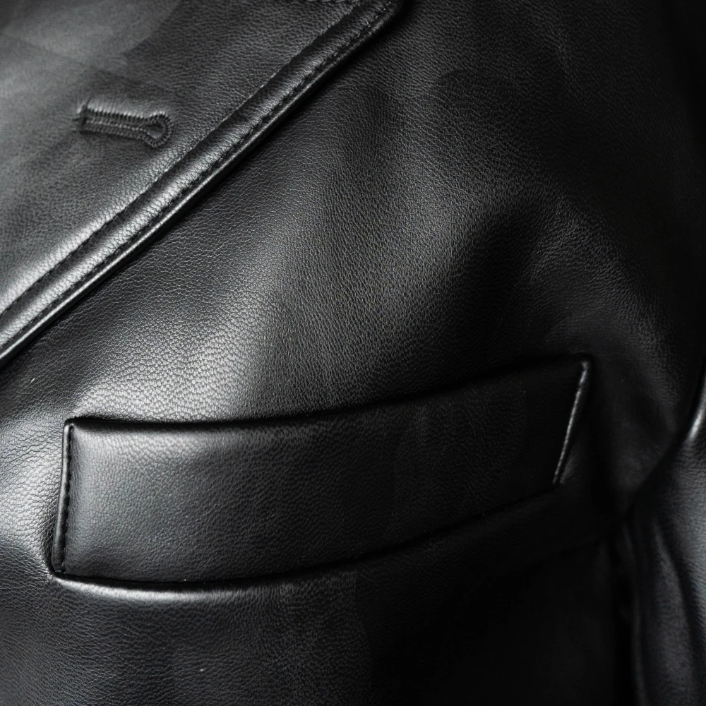 House of Sunny Retro Blazer in Kunstleer Black Heren