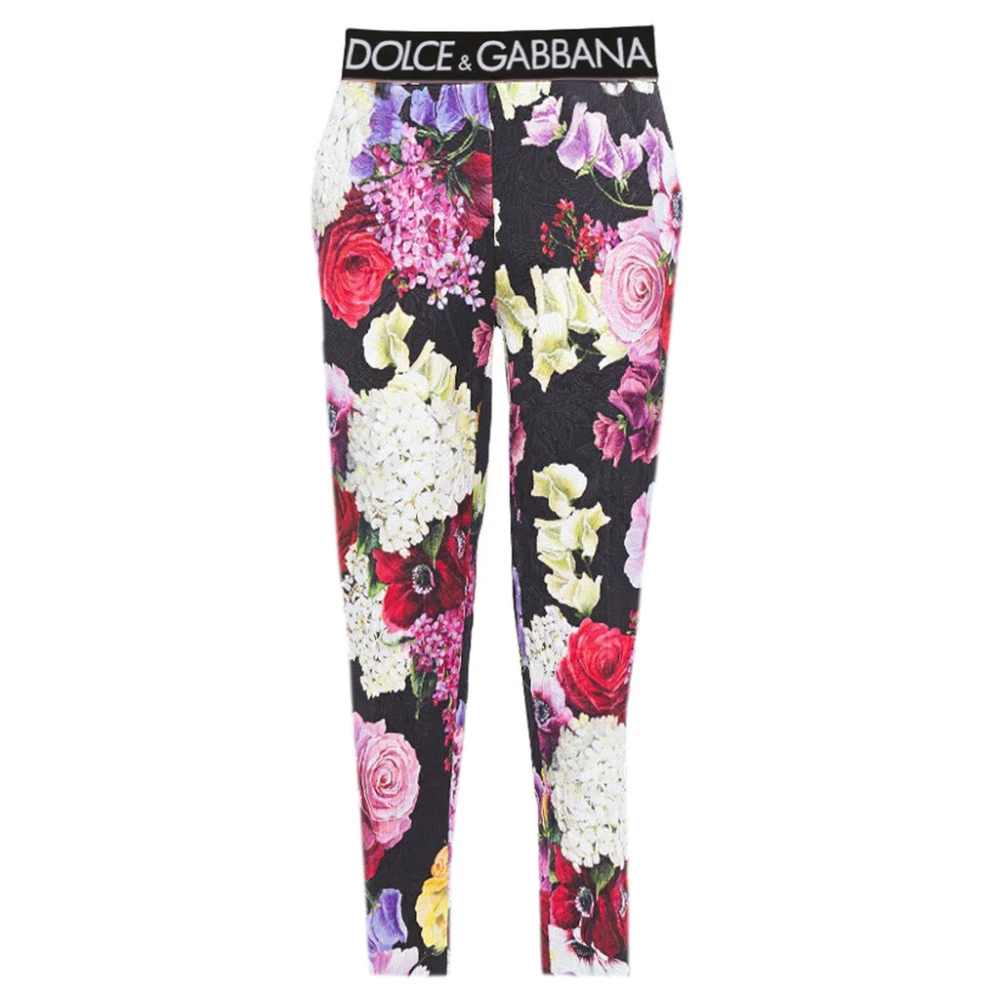 Dolce & Gabbana Bloemenprint Leggings met Ritsdetail Multicolor Dames
