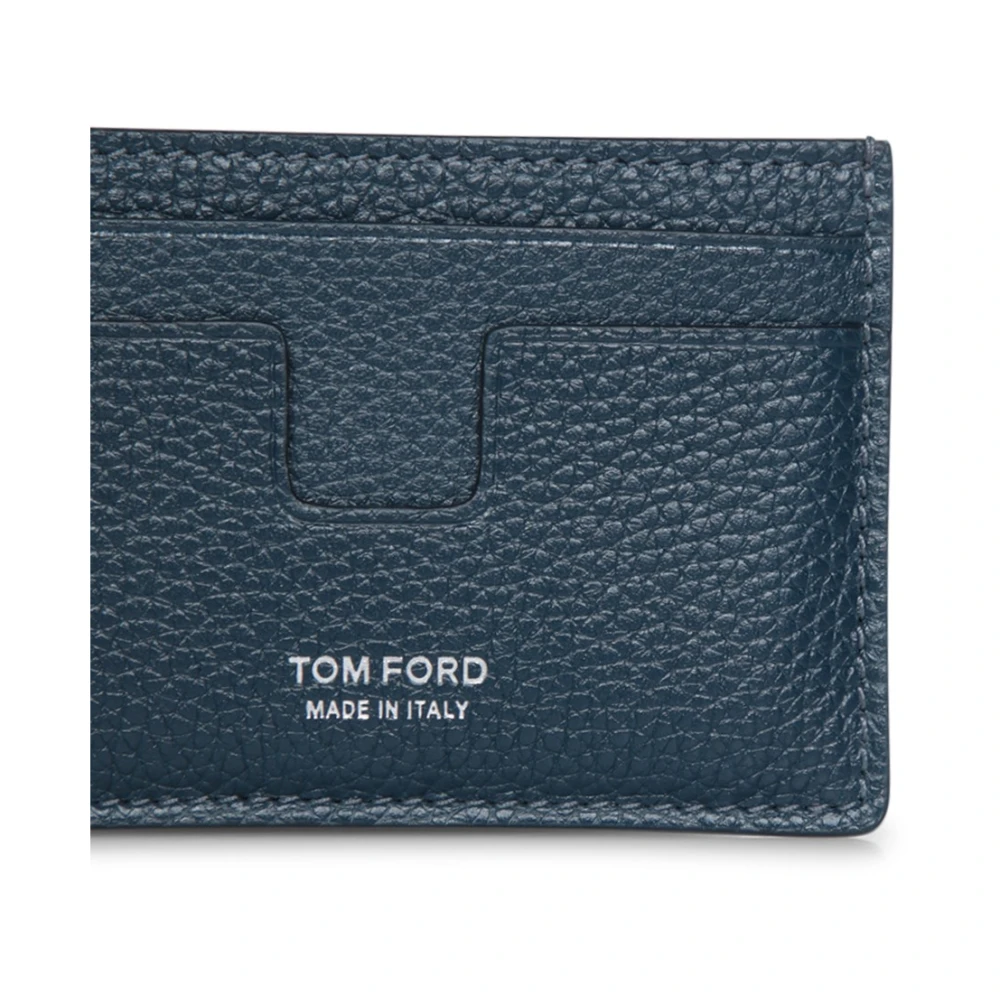 Tom Ford Blauwe Leren Kaarthouder met Logo Blue Heren