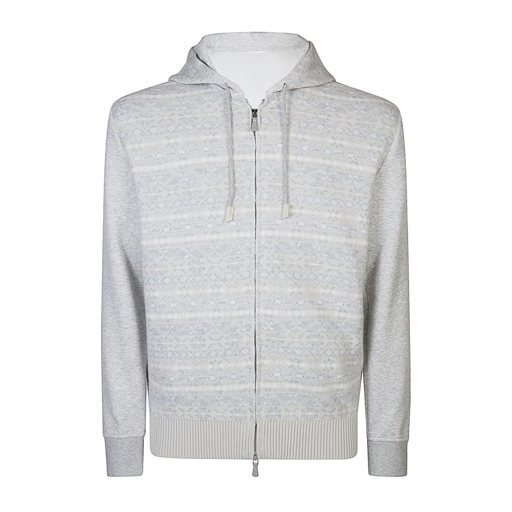 Eleventy Mannelijk Grijs Truien & Vesten Heren, 2XL, Wol, Maglia Giubbino Bimaterico