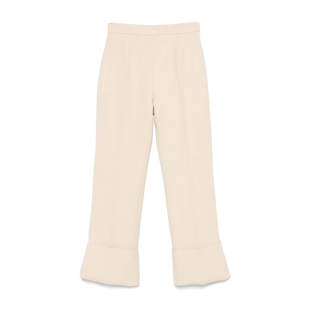 Valentino Garavani Beige Broek met Omgeslagen Manchetten Beige Dames