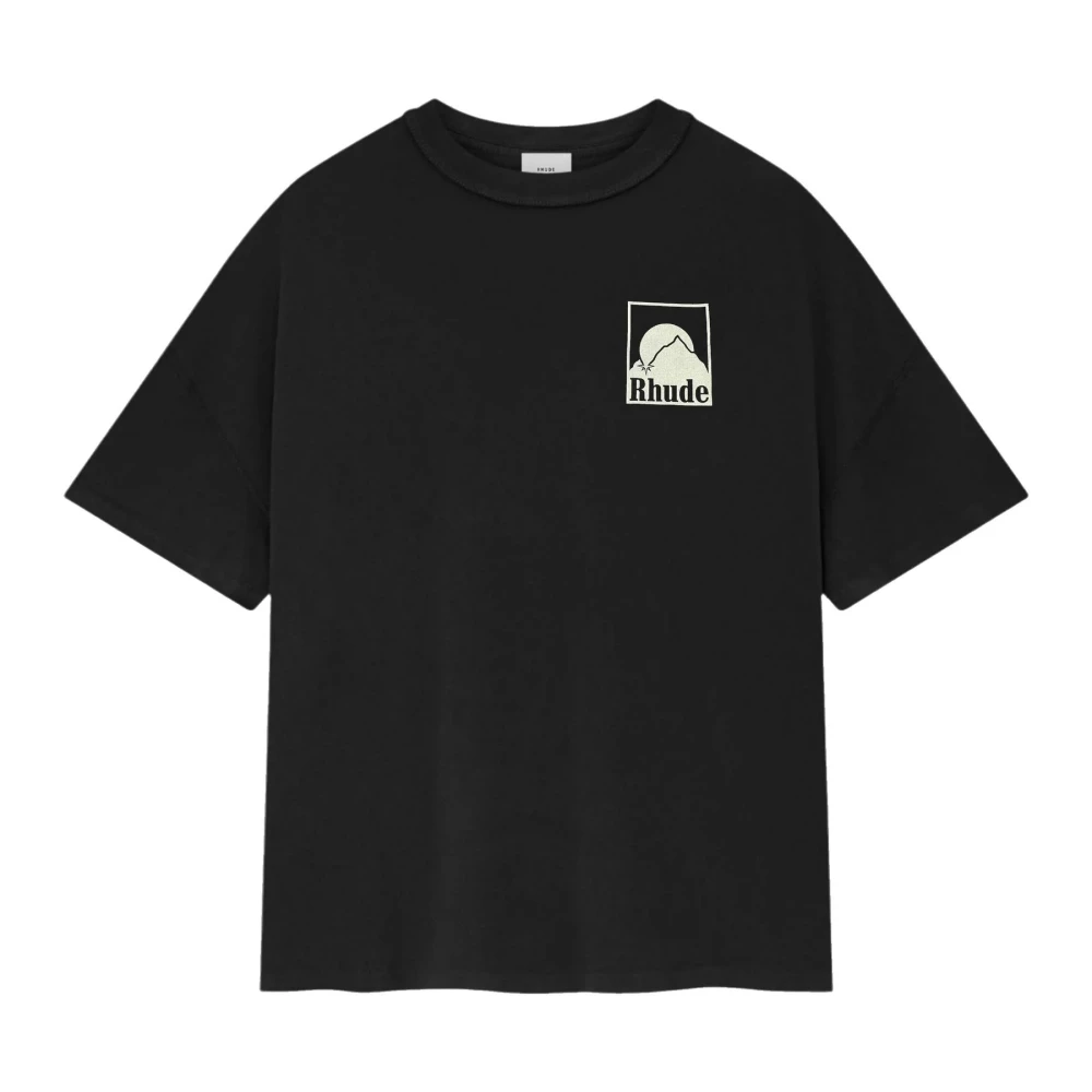 Rhude Zwarte katoenen T-shirt met ronde hals Black Heren