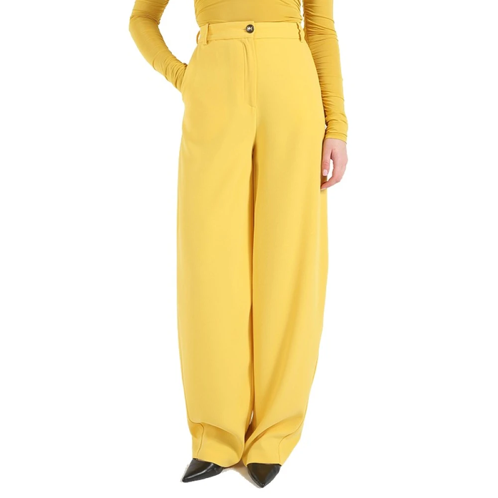 Elisabetta Franchi Women's Yellow Wide Trousers, L, Wide Trousers