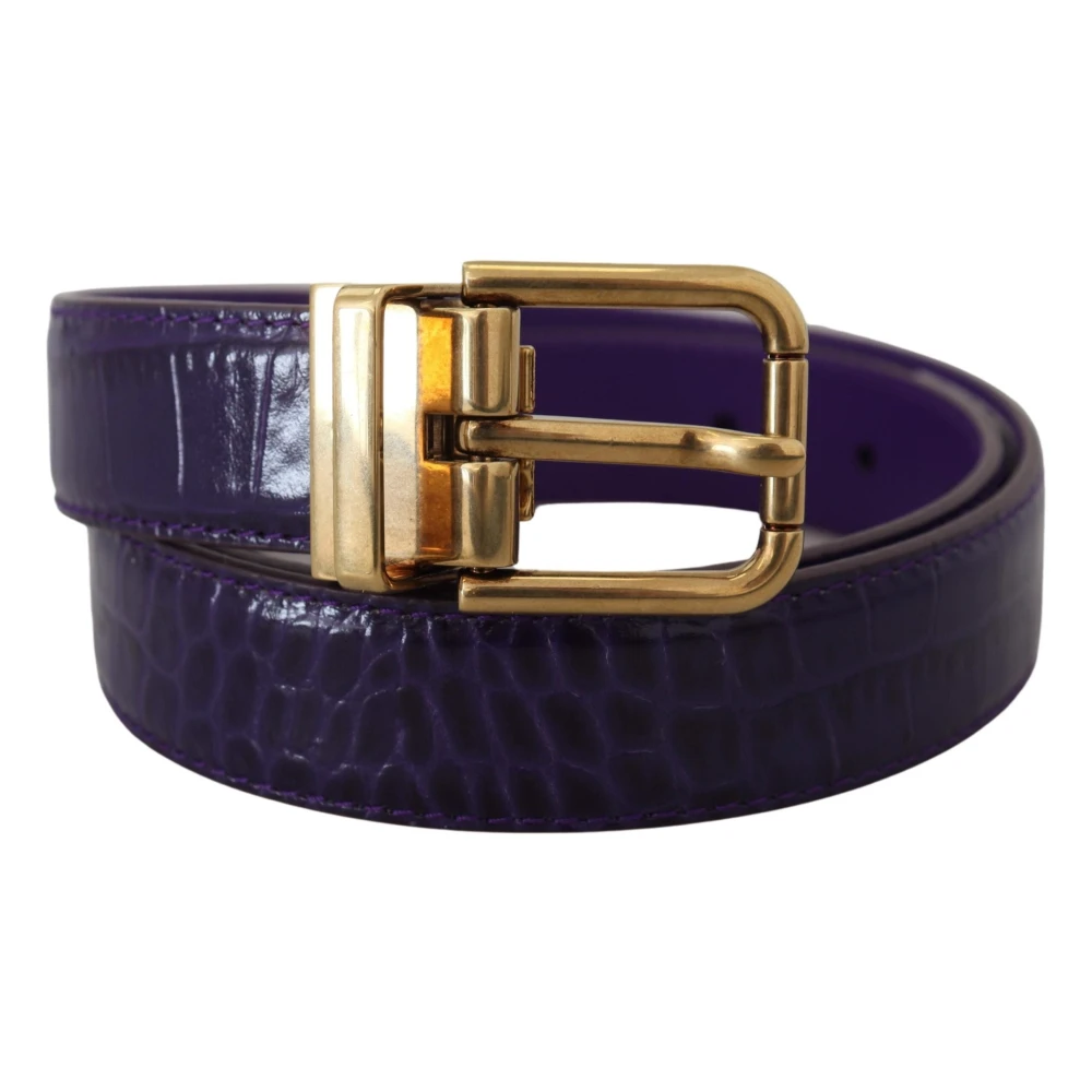 Dolce & Gabbana Paars Leren Riem met Metalen Gesp Purple Dames