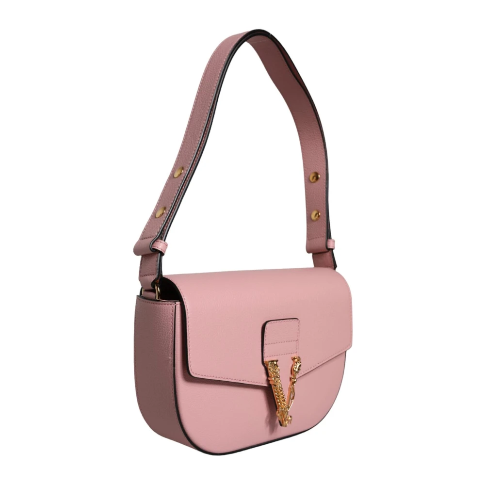 Versace Leren Crossbody Schoudertas Roze Zwart Pink Dames