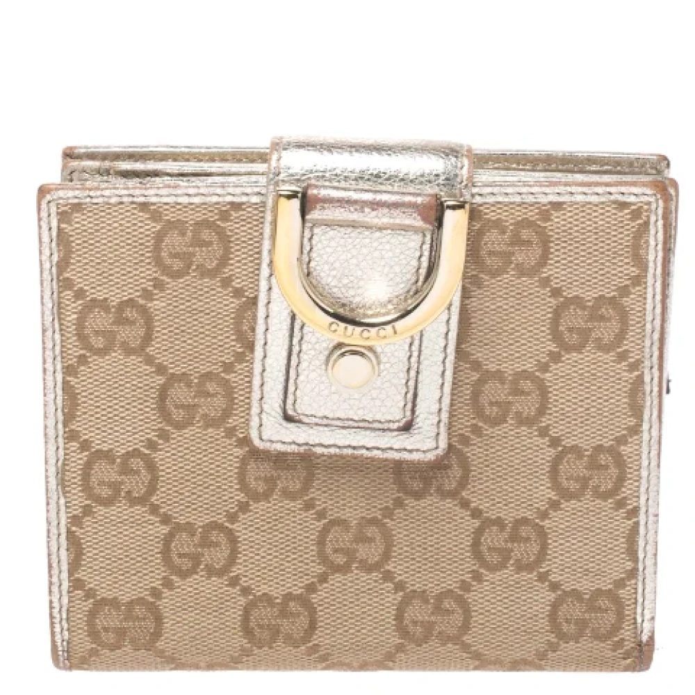 Gucci Vintage Beige Canvas Gucci Portemonnee Beige Dames