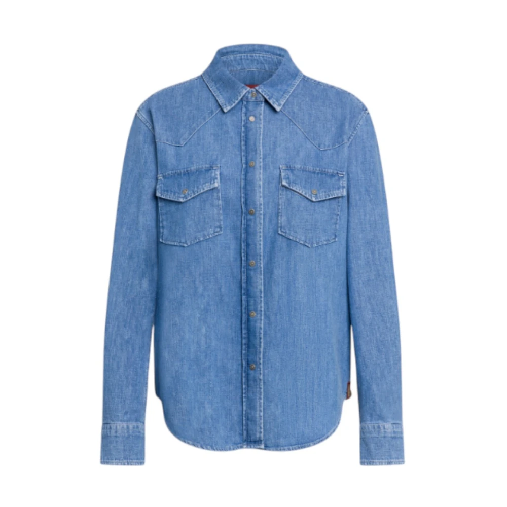 Dondup Donna Blu Camicette Xs, New, - Immagine 4