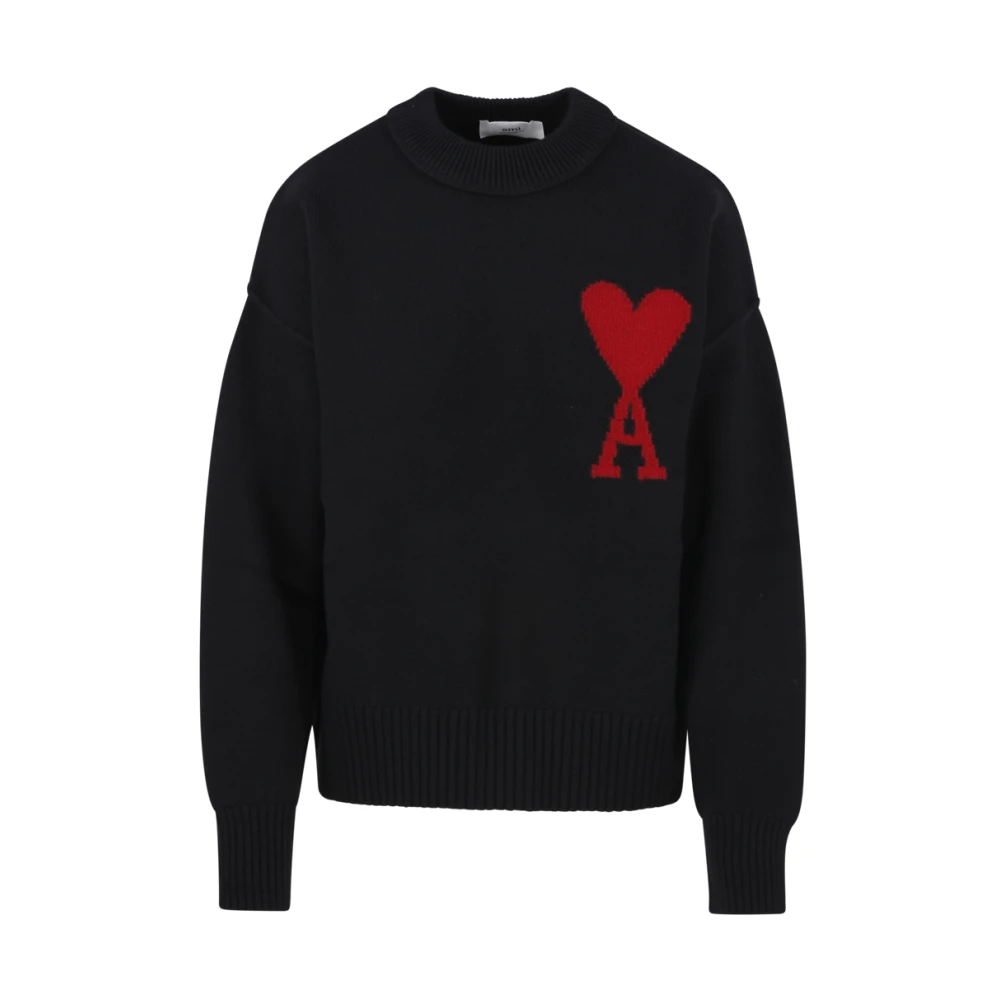 Ami Paris Zwart Rood ADC Sweater Black Dames