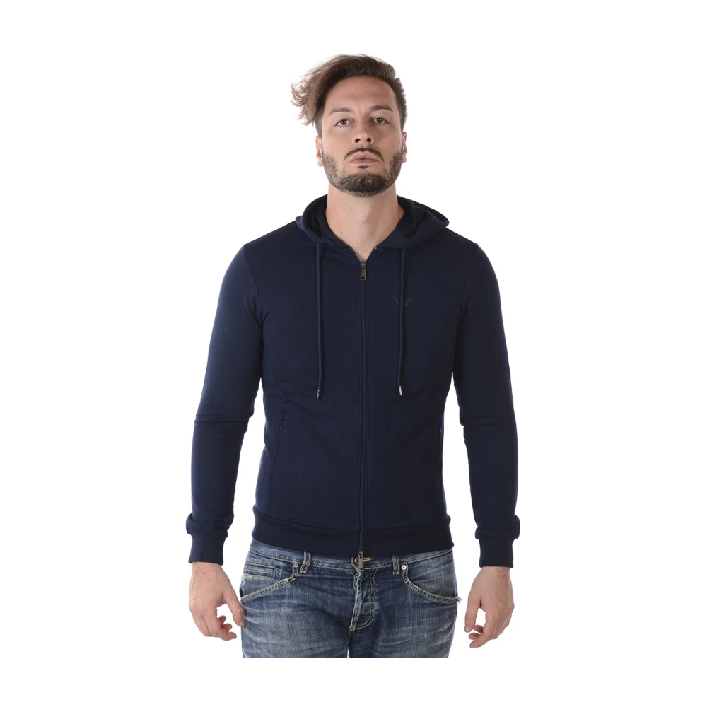 Emporio Armani Men's Blue Zip-Throughs, L, Zip-Through Sweatshirt