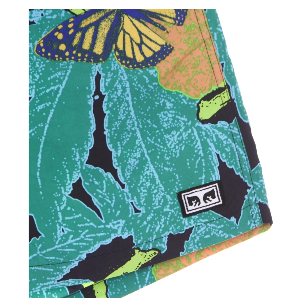 Obey Zwart Multi Print Elastische Taille Shorts Multicolor Heren
