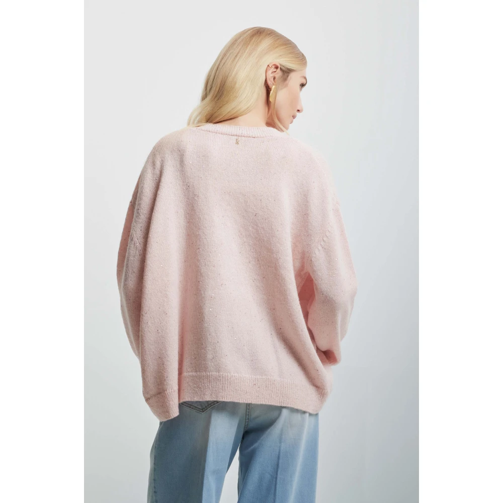 Kocca Zachte wollen blend cardigan met gestippelde details Pink Dames