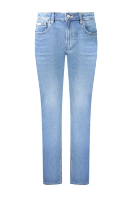 Blå Bomull Slim Jeans med Tvättad Effekt