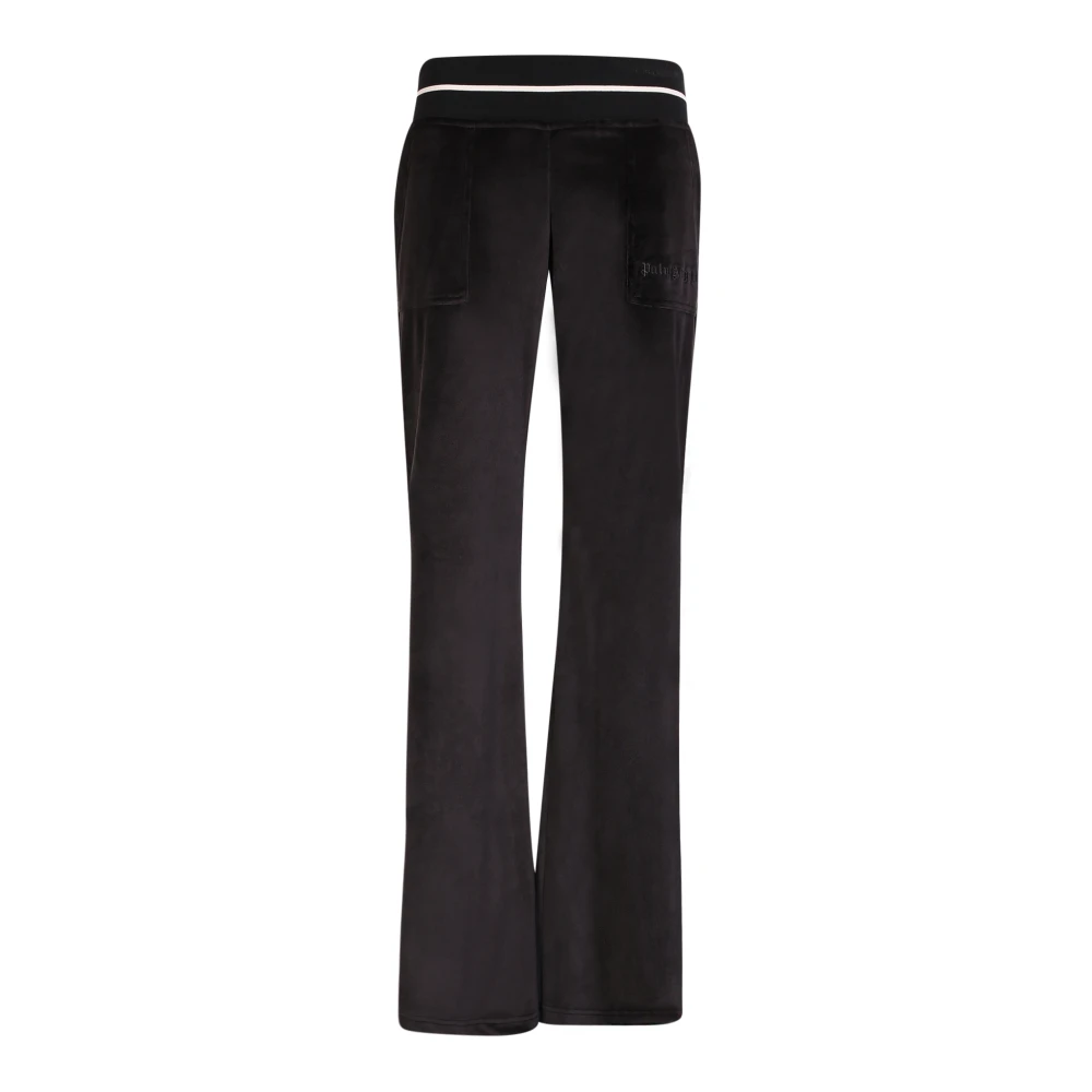 Palm Angels Vrouw Zwart Broeken Dames, L, Katoen, E Flared Broek Met Streepdetail