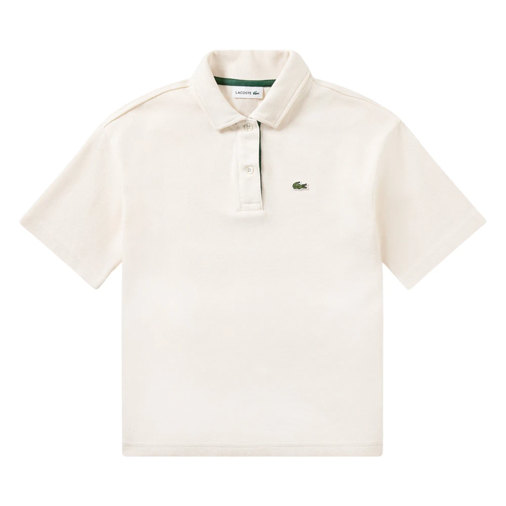 Lacoste Girls Beige Kids Short Sleeve T-Shirts, 6 Y, Oversized Polo Shirt