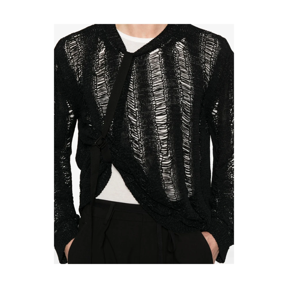 Ann Demeulemeester Zwarte Crew Neck Sweater met Lange Mouwen Black Heren