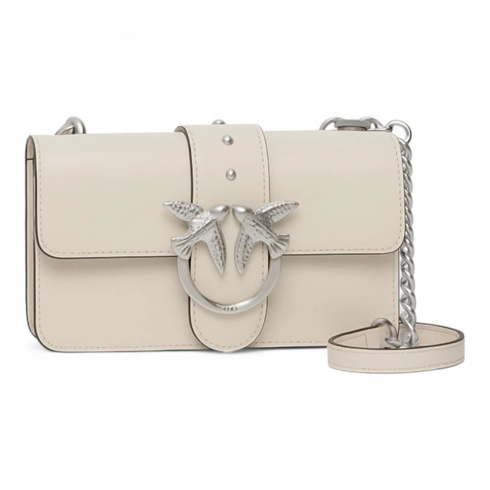 Pinko Kvinno Vit Väskor Dam, One Size, Bomull, Love Bag One Mini