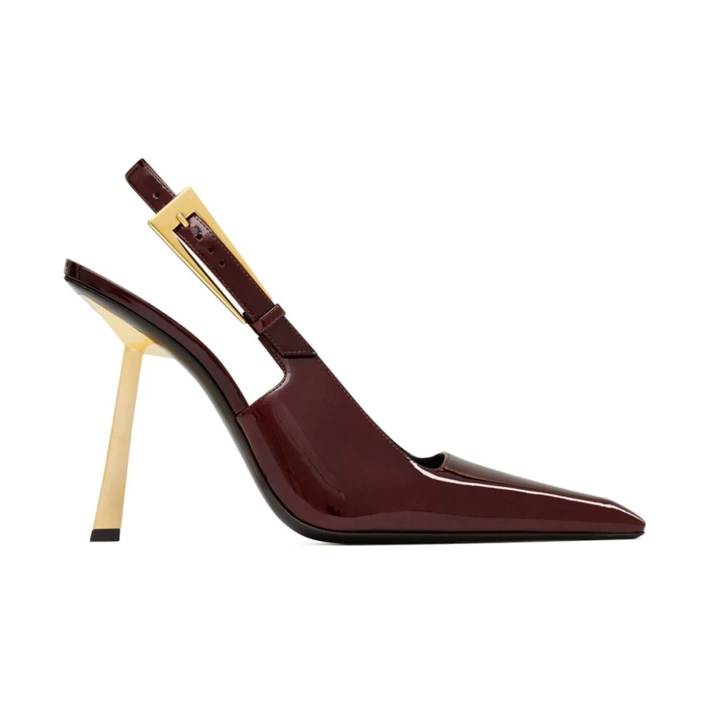 Saint Laurent Bruine Patent Leren Slingback Pumps Brown Dames