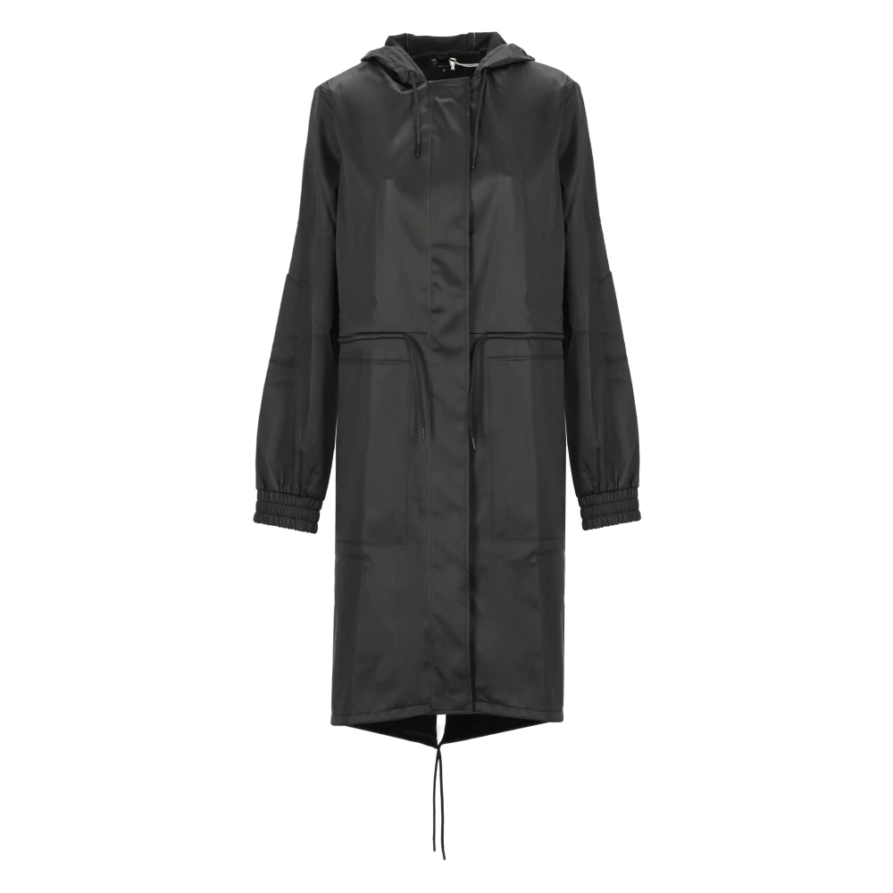 Rains Zwarte regenjas met capuchon en trekkoorden Black Dames