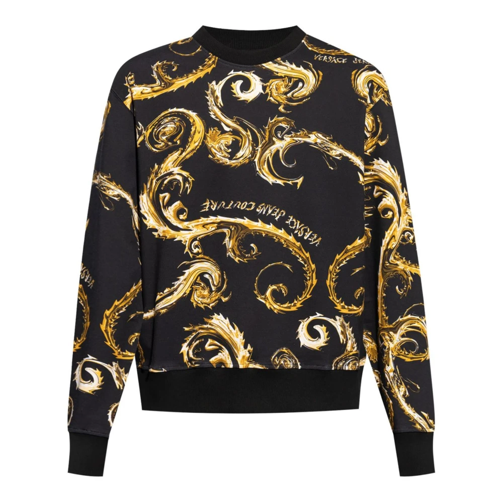 Versace Jeans Couture Zwarte Trui Moderne Modestijl Multicolor Heren