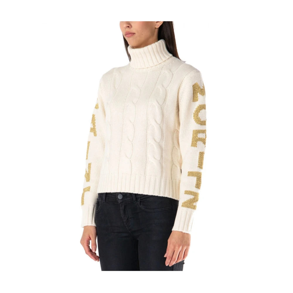 Saint Barth Crème Jacquard Trui Hoge Hals Beige Dames