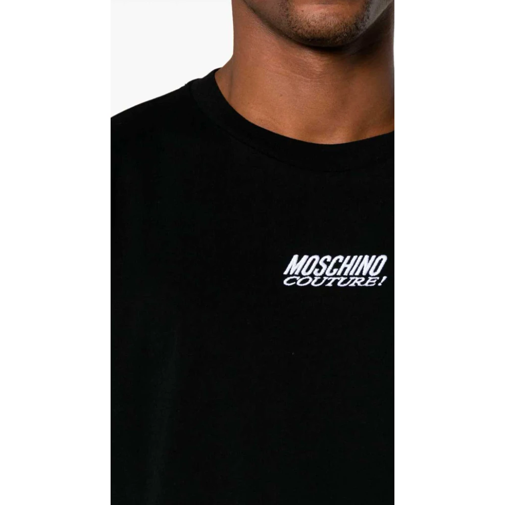 Moschino Geborduurd Logo T-shirt Zwart Black Heren