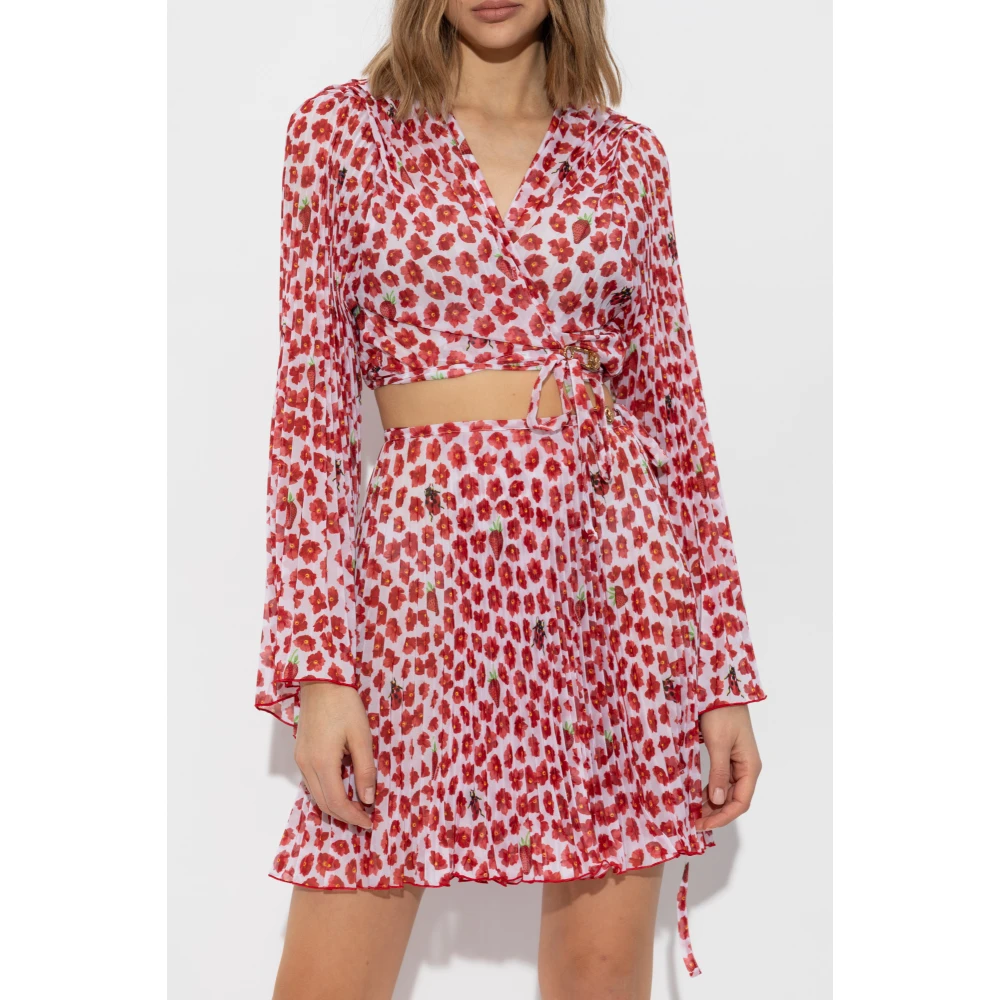 Versace Korte geplooide strandoverhemd Red Dames